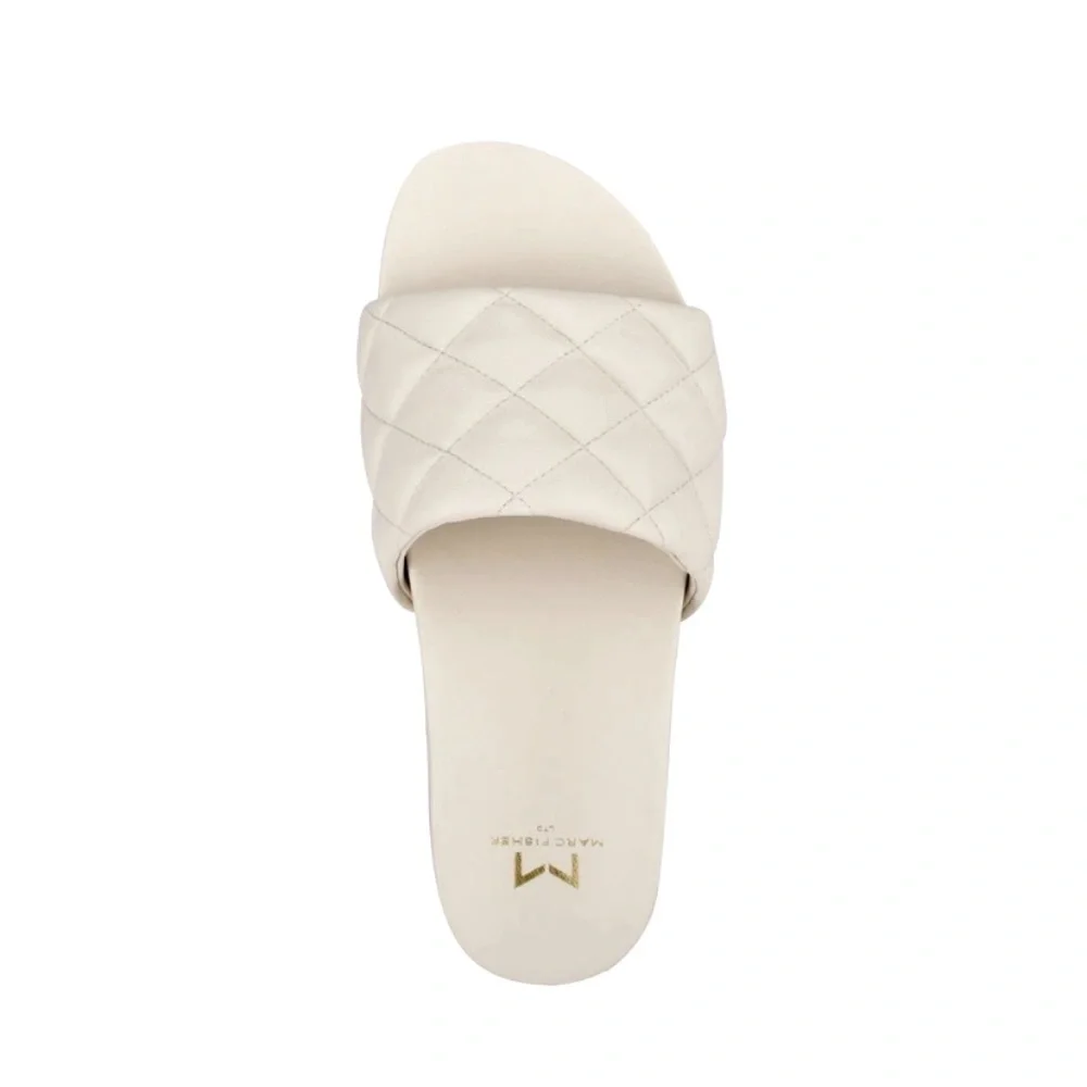 Marc Fisher Ivory Imenal Slip On Leather Sandals NWT